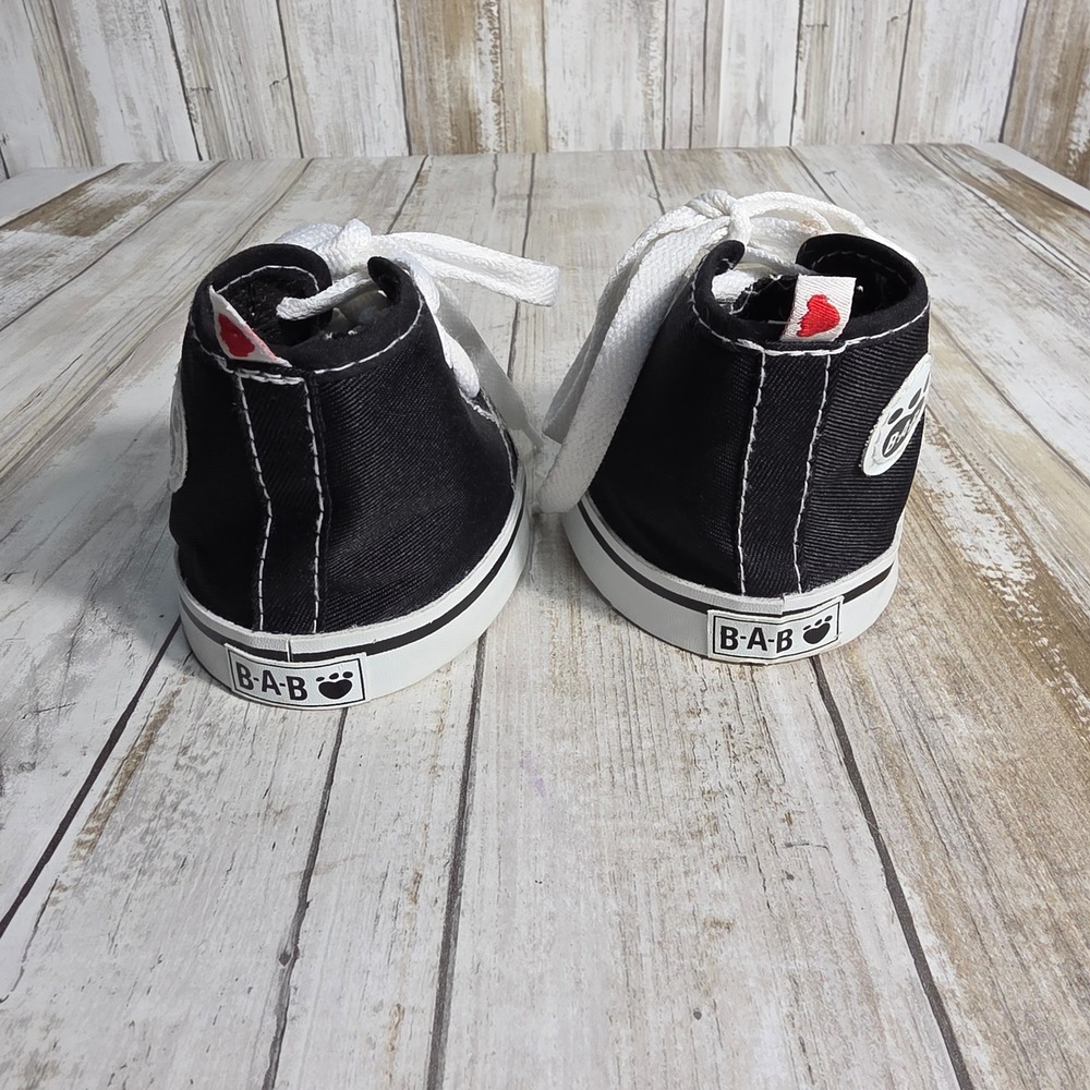 Build-A-Bear Workshop Black Canvas High Top Sneakers Plush Toy Shoes B-A-B Logo - Picture 3 of 6